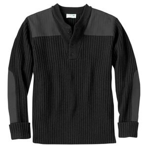 L.L. Bean black Wool long sleeve commando Henley Sweater size XL